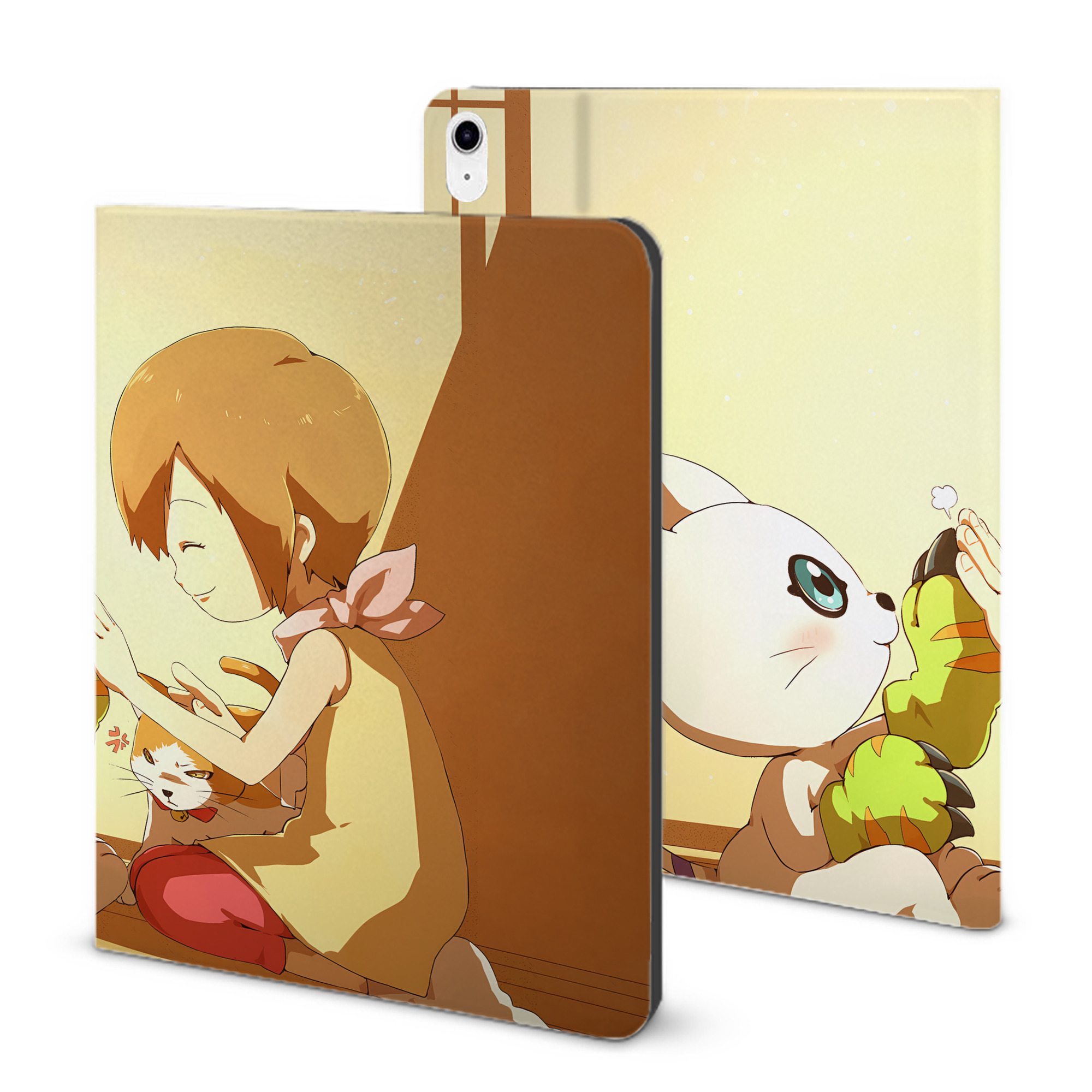 （画像用） Digimon デジタルモンスター/デジモン IPad ケース ブック型 PUレザー TPU 耐衝撃 軽量 薄型 ペン収納なし 全面保護 IPad 各モデル対応